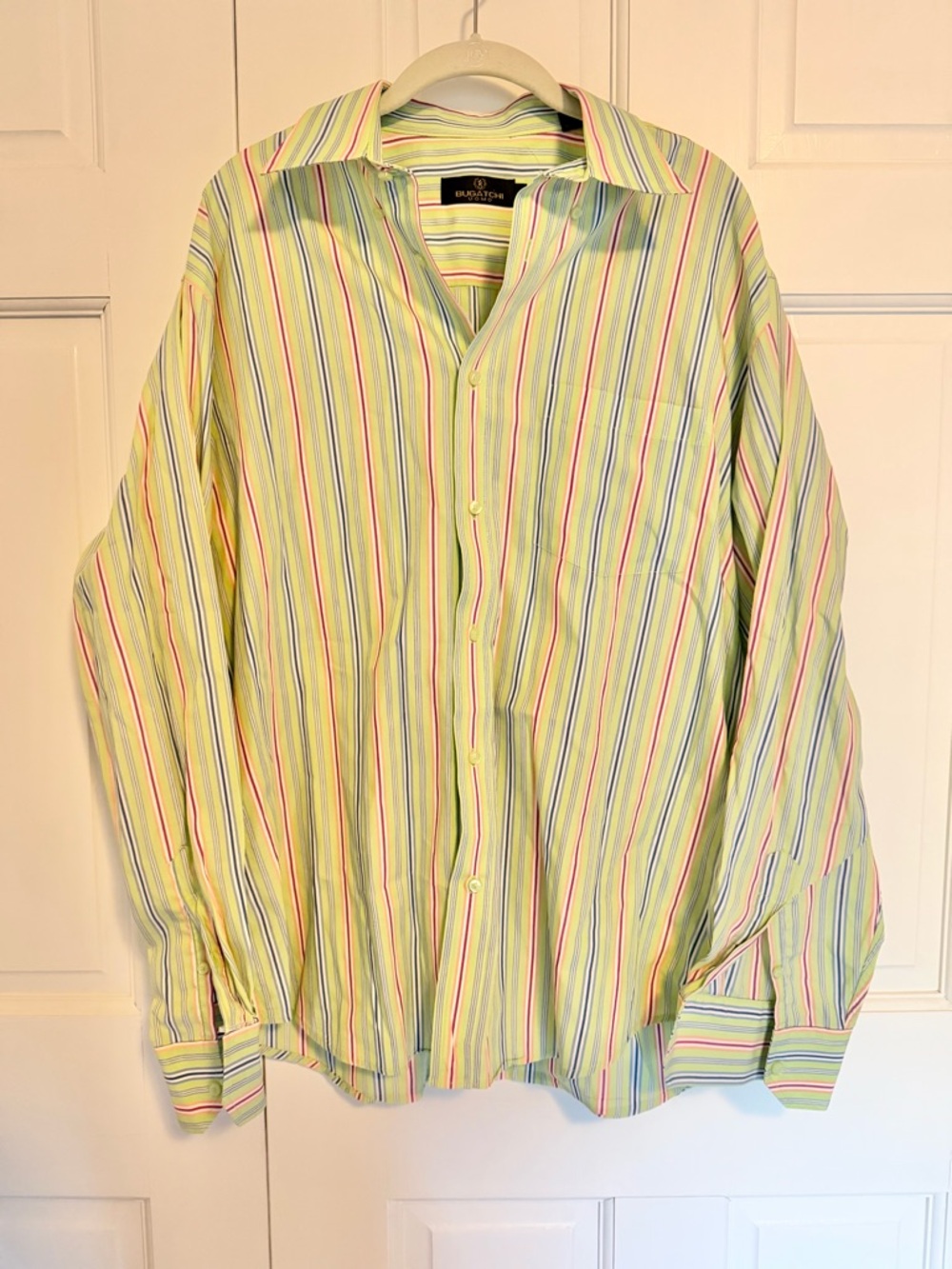 Bugatchi Uomo Shirt Mens Large Multicolor Striped Button Down